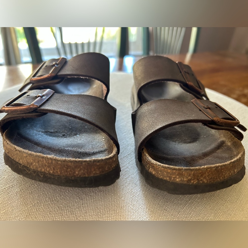 Birkenstock Arizona Brown Leather Slide Sandals - Picture 5 of 8